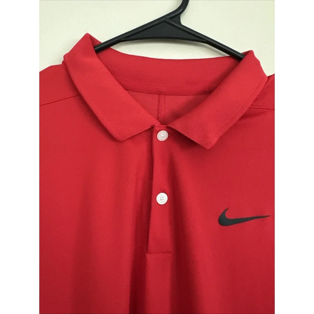 Nike Dri-FIT Standard Fit Men's Red Short Sleeve Golf Polo Shirt Size L